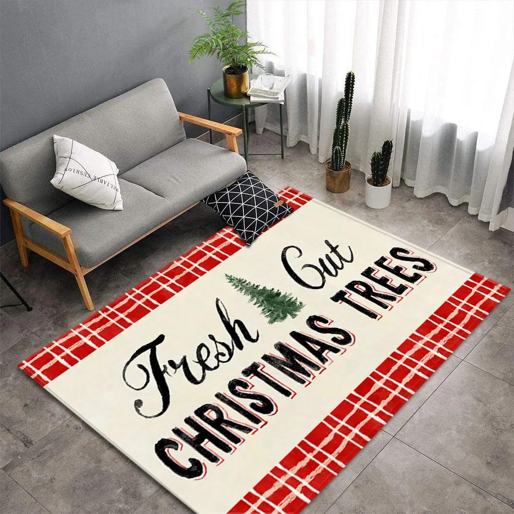 Rote 3D Frohe Weihnachten Dekoration Eingangsteppich Wohnzimmer Couchtisch Decke Weihnachtsmann Schneeflocke Matte Schlafzimmer Teppiche Fußmatten