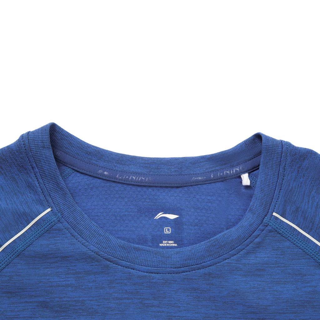 Li Ning Fitness Series Simple Versatile Comfortable Casual Round Neck Long Sleeve T-Shirt Men Tops Deep-Navy ATLV271-3