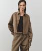 NOIRER FOR WOMAN Oversized Dyed Crop Shirt (Brown)