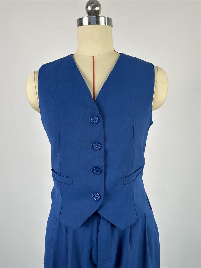 Conjunto de Moda de Verano 2025 para Mujer: Chaleco sin Mangas de Cuello en V y Pantalones de Pierna Ancha