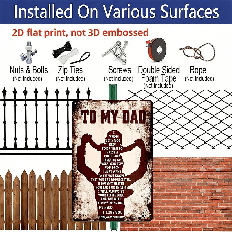 2D Flat Decorative Sign & Plaque, Metal Sign, Vintage-Inspired Aluminium Sign - Pre-Drilled for Easy Hanging | Ideal Father's Day Gift for Home, Bar