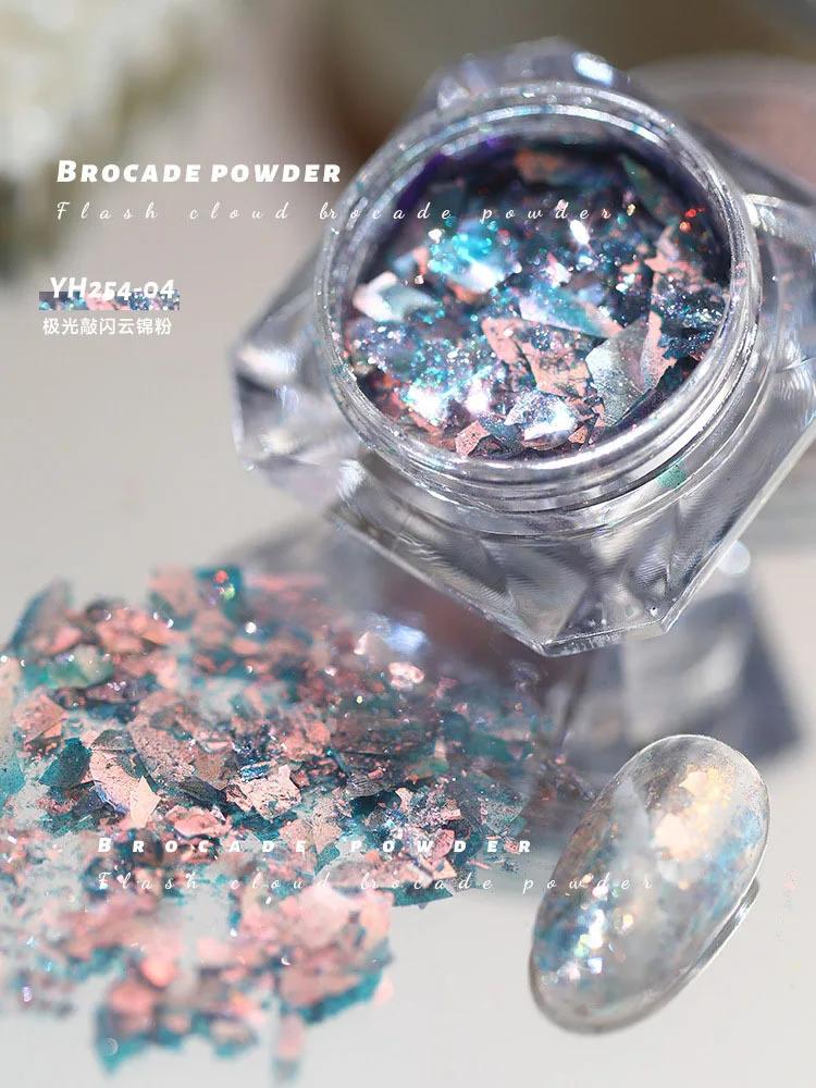 1box Nail Art Glitter Stars Aurora Opal Sequins Nail Rhinestones Gradient Polarized Watercolor Magic Nail Decoration Kit
