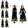 European Medieval Queen Costume With Green Velvet Cotton Fabric For Halloween Cosplay Party