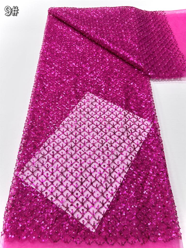 Sky Blue African Sequins Lace Fabric 2025 High Quality Lace Embroidery Nigerian Mesh Beads Fabric French For Wedding Party Dress