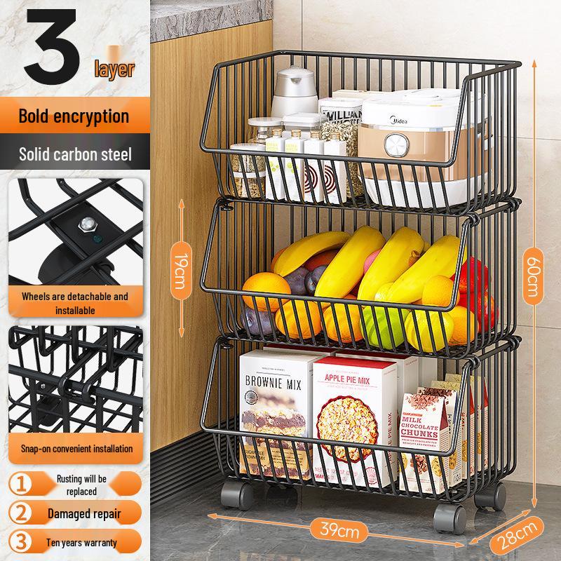 Multi-layer Floor-standing Fruit & Veggie Basket Rack for Kitchen & Home