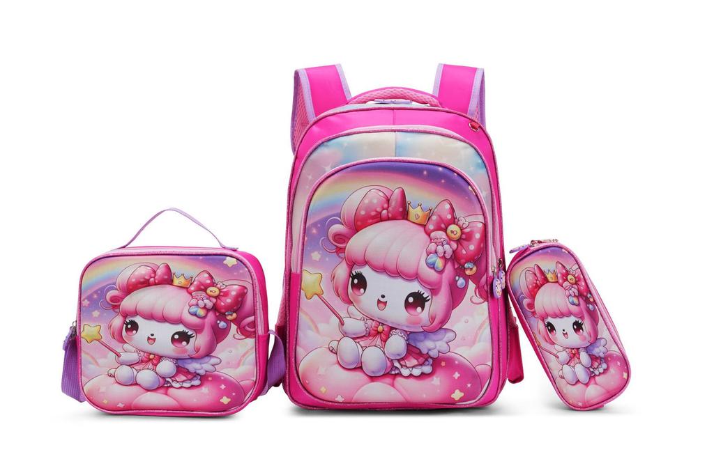 New 16-Inch 3-Piece Kids Cartoon Backpack Set Nylon Rolling Backpack School Bag for Boys Girls