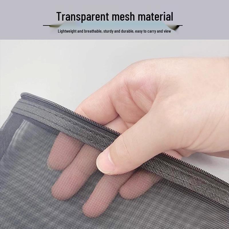 Large Capacity Transparent Pencil Case for Students - Mesh Stationery Bag