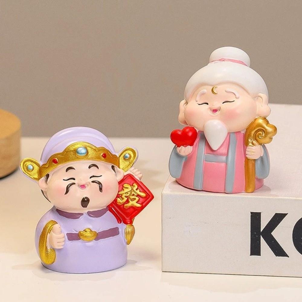 Resin Chinese Wealth God Ornament Chinese God New Year Mascot Doll  Office