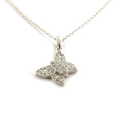 [K6412] - White 'Butterfly' Silver Necklace