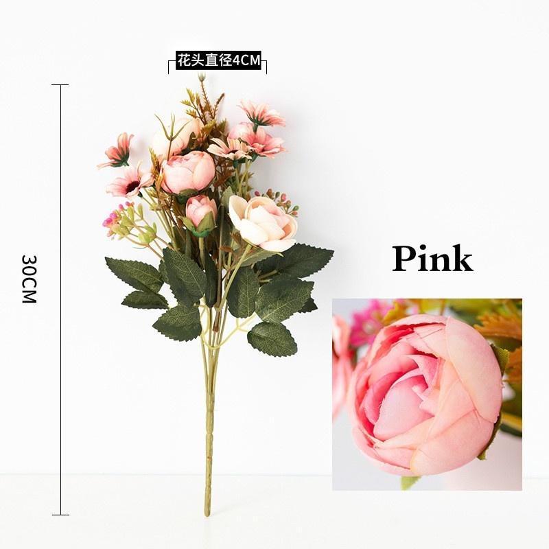 

Штучні квіти для весільного столу, домашнього декору вази, букет, штучні квіти, різдвяні прикраси рожевий