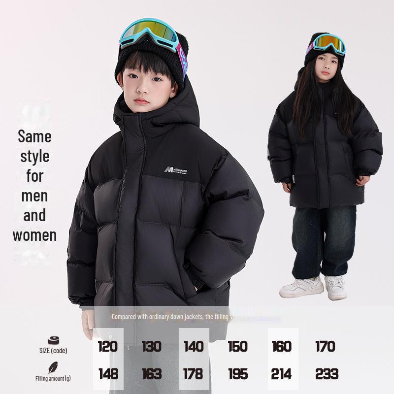 

2024 Водонепроницаемая куртка для мальчиков на белом утином пуху - зимнее пальто с высоким наполнителем 130cm (163g High Fill)