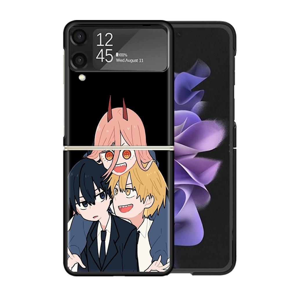Chainsaw Cartoon Clear Phone Case For Samsung Z Flip 7 6 5 4 3 Galaxy ZFlip7 ZFlip6 ZFlip5 ZFlip4 ZFlip3 5G Print Cover Coque Z