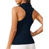 Chaleco de golf para mujer Slim Fit Top Cremallera Escote Tanque Solapa Sin mangas Color sólido Racerback Deporte