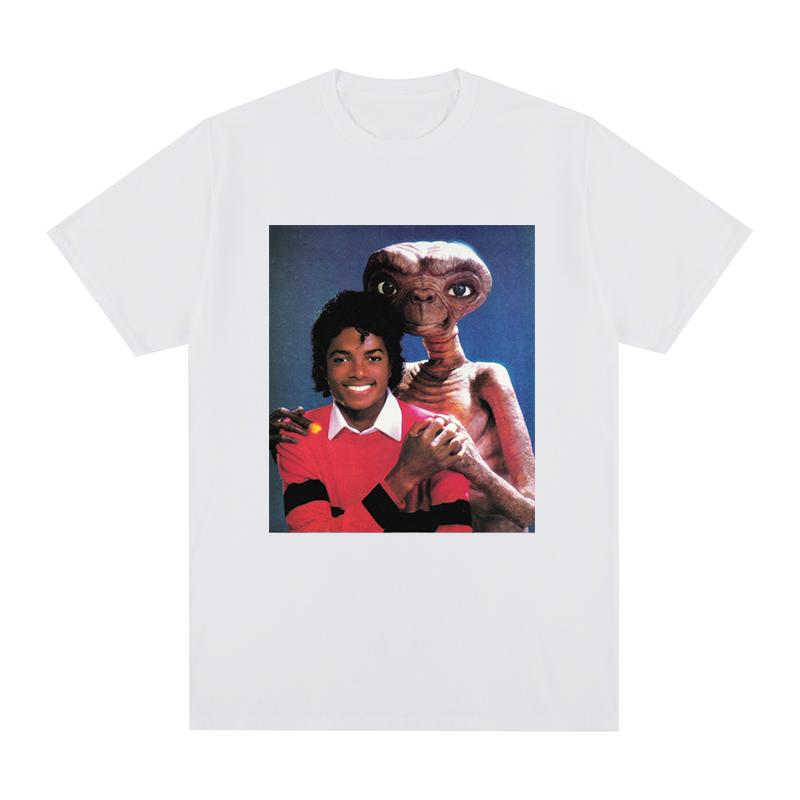 Michael Jackson and ET Vintage tshirt Fashion Casual Music Funny Retro Cotton Men T shirt New TEE TSHIRT Womens tops S