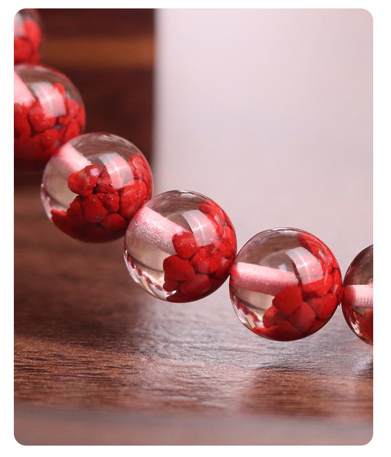 Lingxi Cinnabar & Mineral Crystal Bead Bracelet - Red Treasure Pot Design