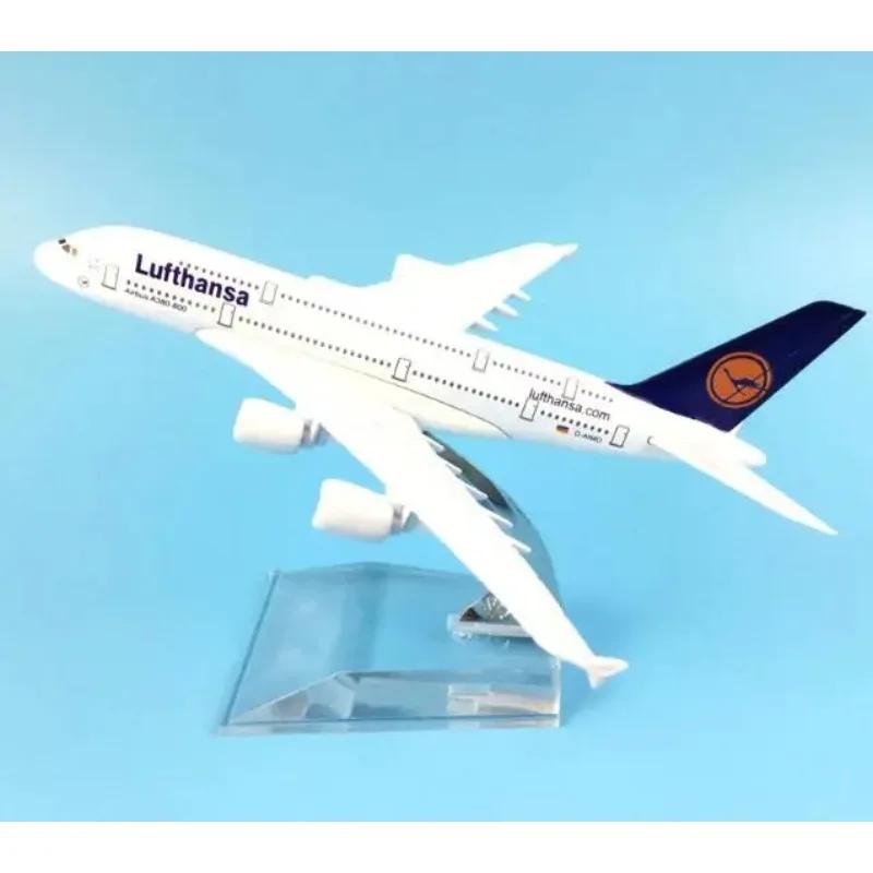 16cm Air Passenger Lufthansa Plane Model A380, Lufthansa Aircraft  A380 Alloy Simulation Airplane Model for Kids Toys белый