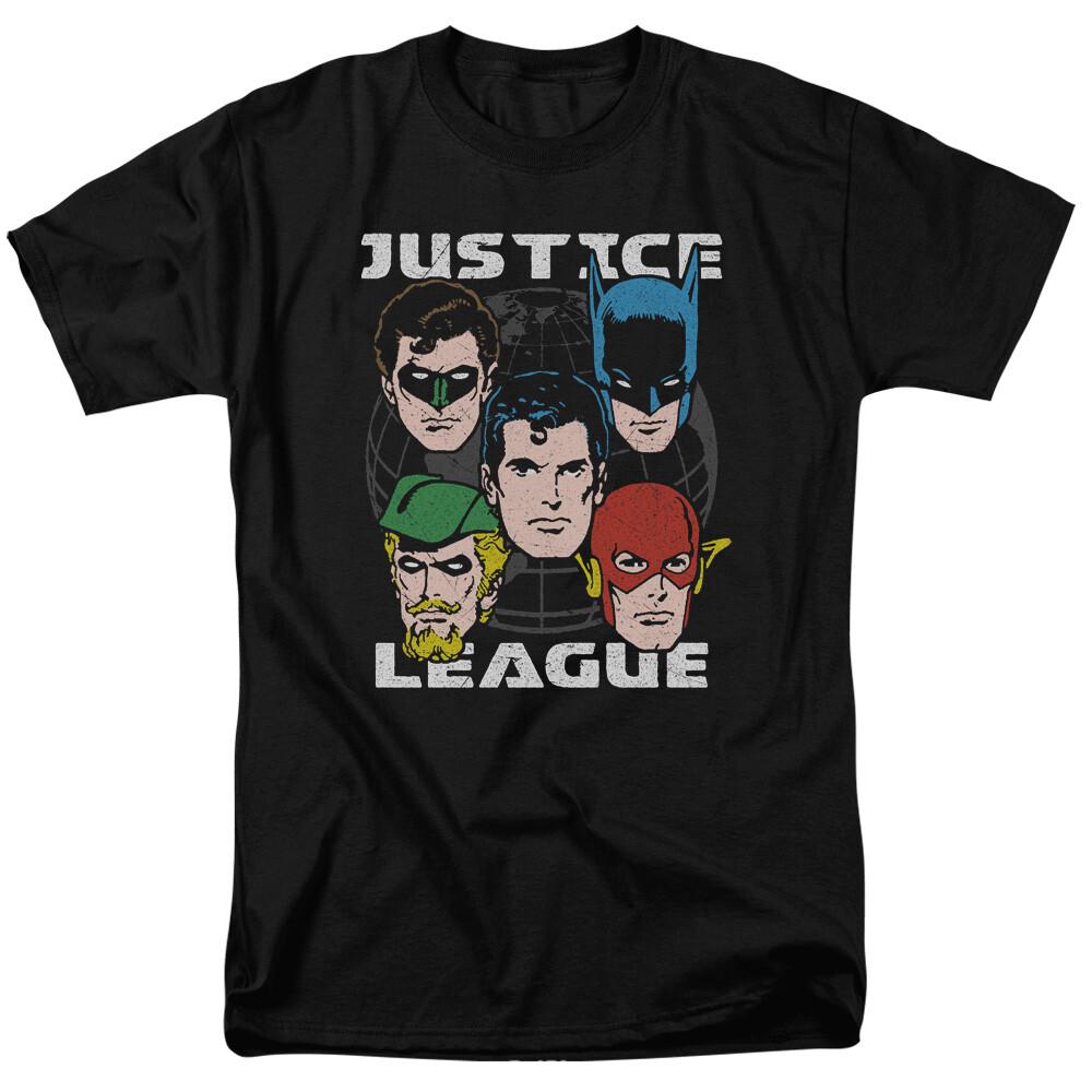 

Justice League Head Of States T Shirt Licensed Comic Book Tee Black XL