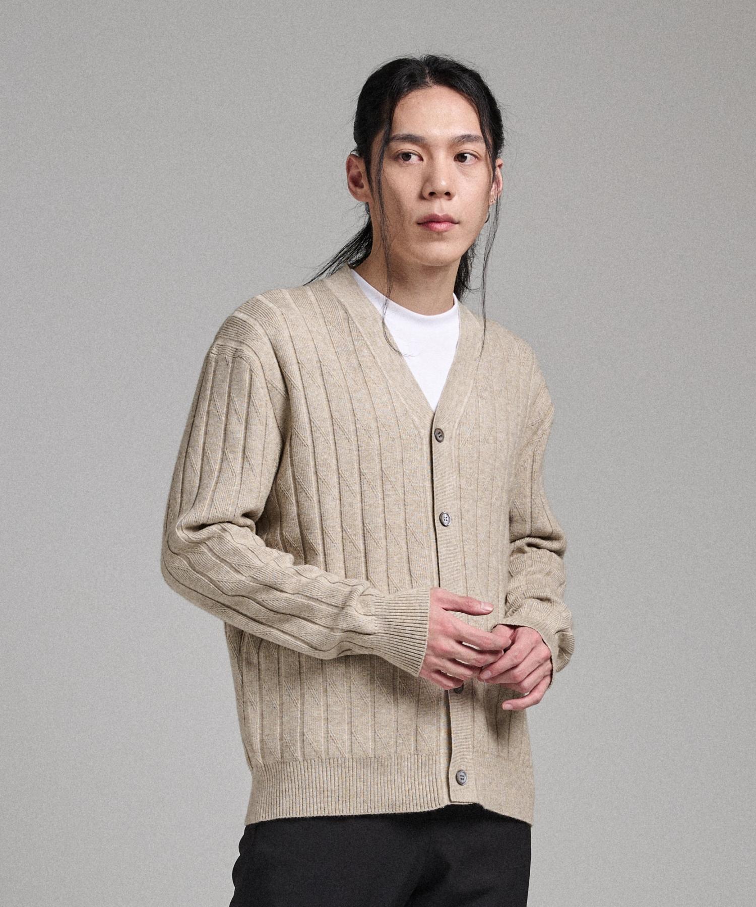 Analog Mood Like Semi Hachi Cardigan Knit (Oatmeal) Free