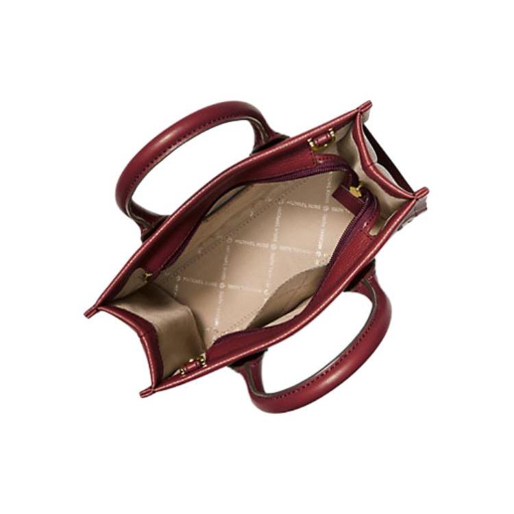 New MICHAEL KORS Mirella Leather Tote Bag, Shopping Bag, Handbag, Shoulder Bag, Crossbody Bag Small Women's Burgundy 35F3G7ZC5L-686