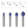 3D Router Drill Bit High-grade Carbide V Groove 1/4\'\' 3D Engraving 4pcs 90° Degree CNC Double-edged High Strength