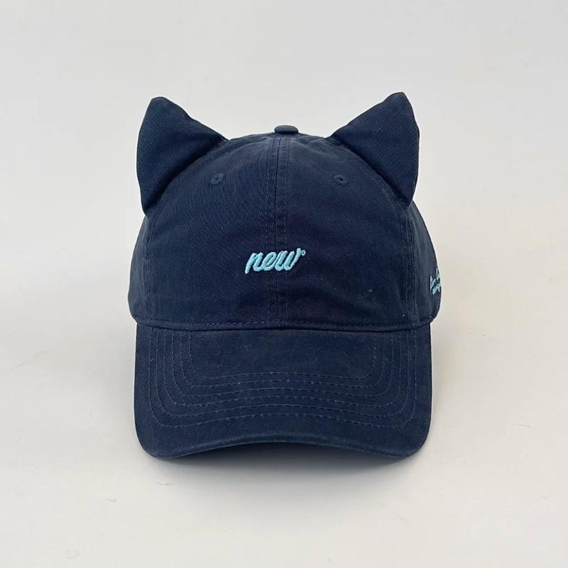 Embroidered Three Dimensional Cat Ear Baseball Cap for Women  Summer Korean Style Casual and Versatile Sunshade Personalized Baseball Cap for Men