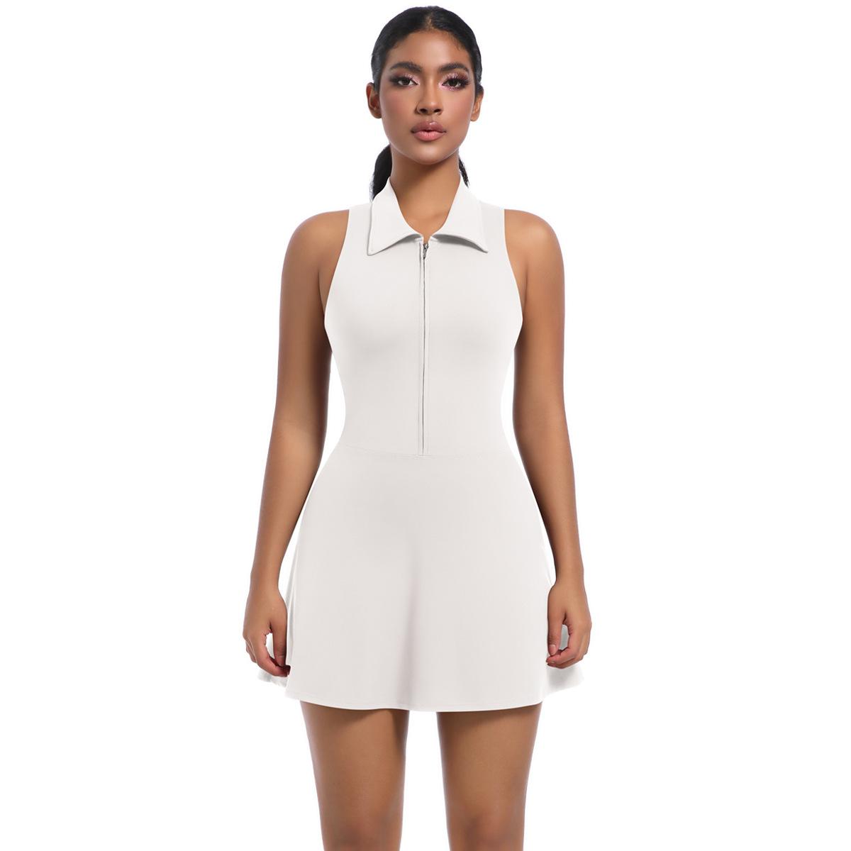 

Naked New Tight Fitting Slimming Yoga Sports Jumpsuit Tennis Skirt Women S Outdoor Running Fitness Suit Lapel Dress Women S
