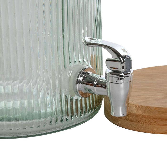 Glass and Bamboo Beverage Dispenser 5.5L