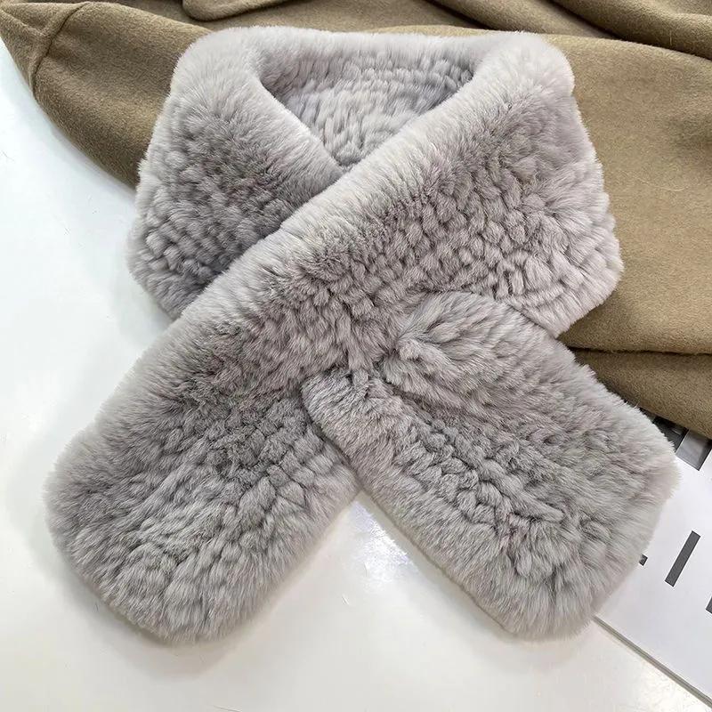 WTEMPO Versatile Thickened Warm Plush Scarves Women's Solid Color Double Side Simple Faux Fur Mid-length Scarf