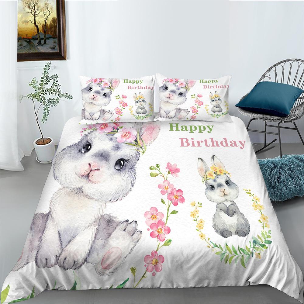 Cartoon Animal Quilt Cover Pillowcase Two Or Three-Piece Set Polyester Digital Printing