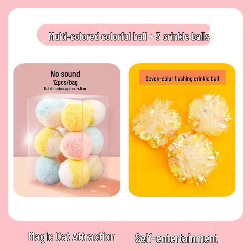 Silent 4cm Pom-Pom Cat Toy Ball – Eco-Friendly and Quiet