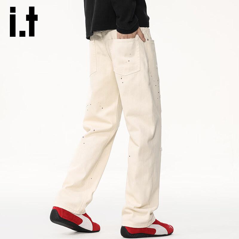 :CHOCOOLATEit Men s Loose Fit Distressed Wide-Leg Jeans 29