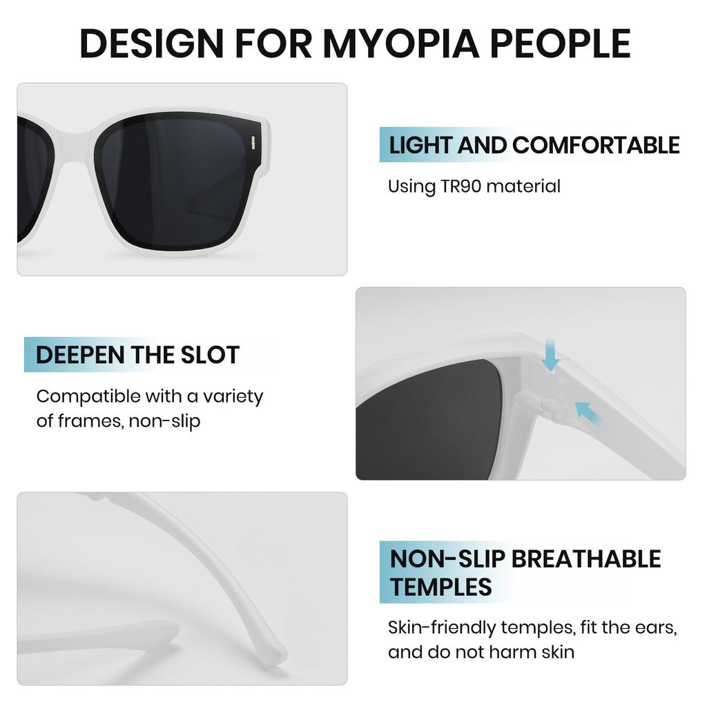 [Cyxus] Foldable Sunglasses, Over-the-Glasses Sunglasses, Polarized Lenses, UV Protection, Lightweight Design, TR90, for Fishing, Driving, Hiking,