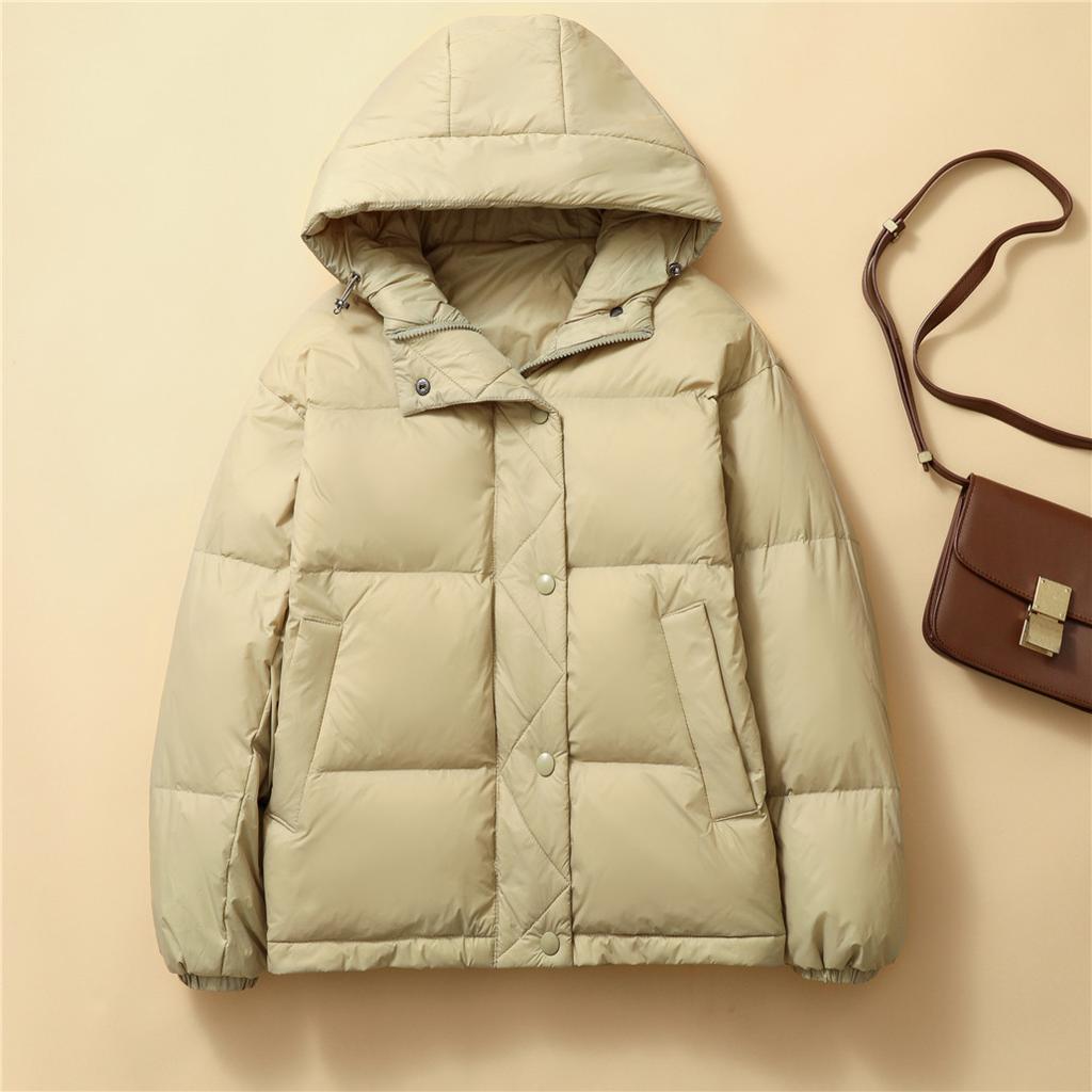 Hooded light and thin down jacket women's short winter clothing warm medium and thick loose design bread jacket large size outside