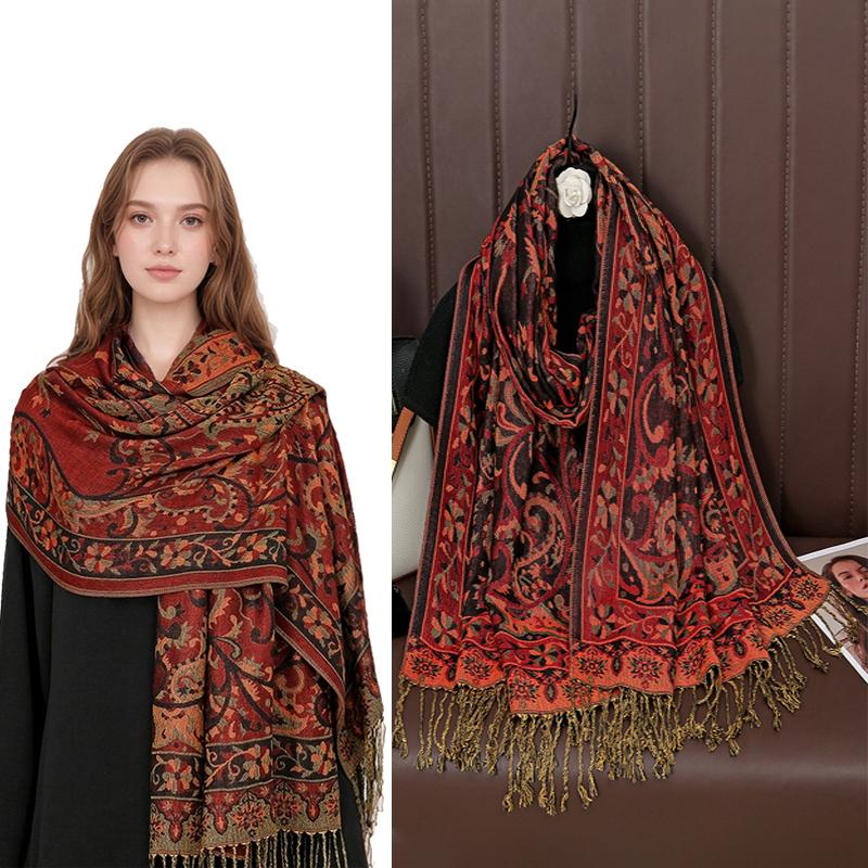 Luxury Winter Cashmere Pashmina Shawl Lady Wrap Warm Autumn Scarves Design Print Female Foulard Cotton Stoles Scarf
