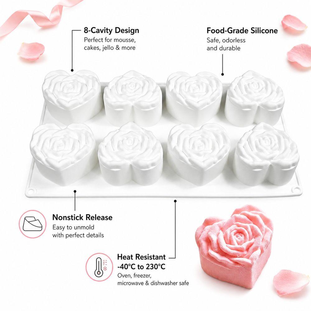 Heart Shaped Mousse Cake Mold Rose Dessert Mold Gift Silicone Cake Mold Valentine's Day