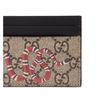 Gucci Korallen Schlangenmuster Presbyopie Logo Offene Öffnung und Schließung Canvas und Leder Kartenhalter Kartenetui Herren Ebenholzfarbe und Schwarz