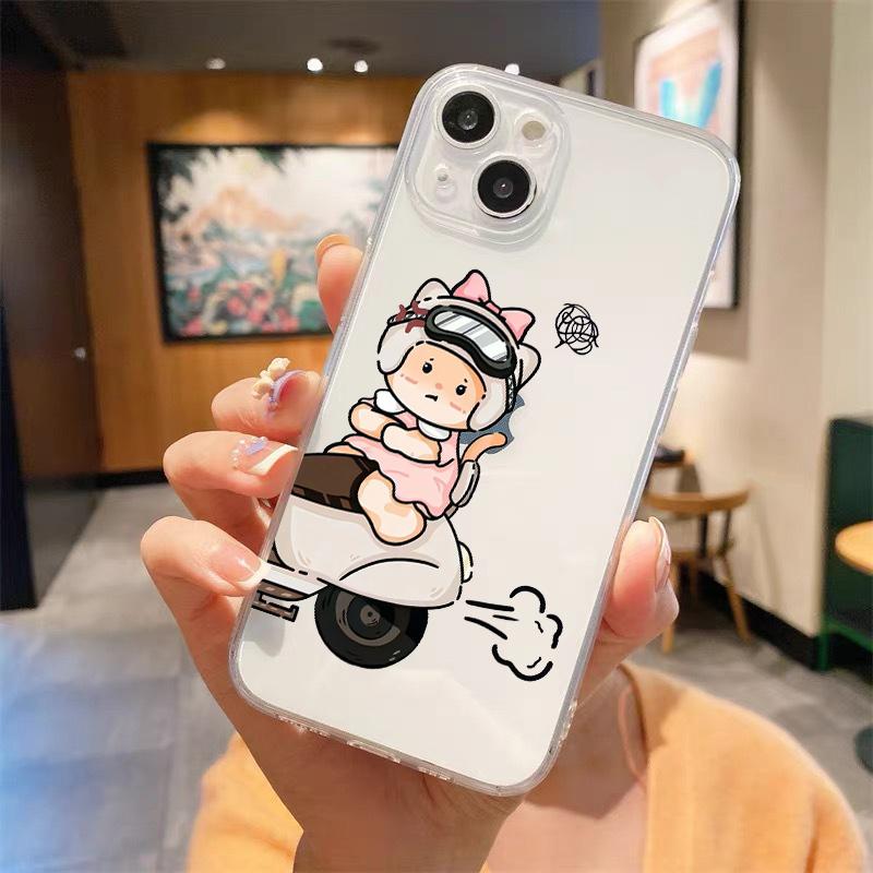 Süßes Cartoon-Paar Elektroauto Luxuriöse Transparente Handyhülle Für iPhone 15 16 14 13 12 11 Pro Max XS X XR SE 7 8 Plus Hülle