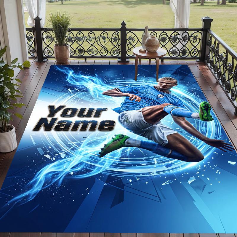 Custom Text Printed Rug Erling Haaland Non Slip Floor Carpet For Home Room Decor