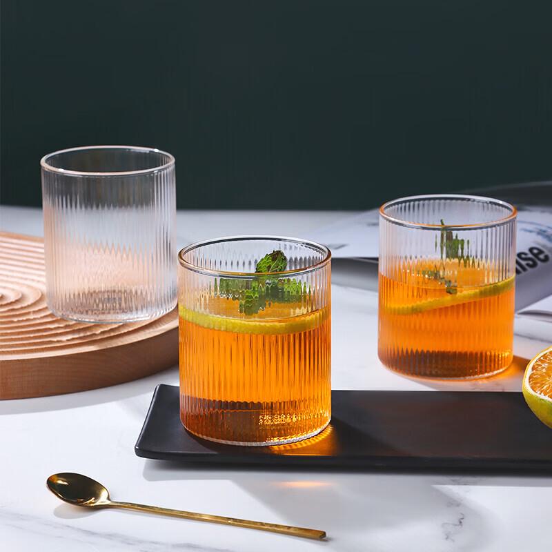 Baijie Ribbed Double-layer Glass Drinking Cup