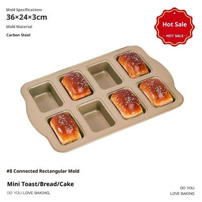 Quality 8-Molds Baking Tray, Non-stick Mini Loaf Pans, Oven-compatible Muffins and Toast Pan, Cupcake Mold Baking Tools