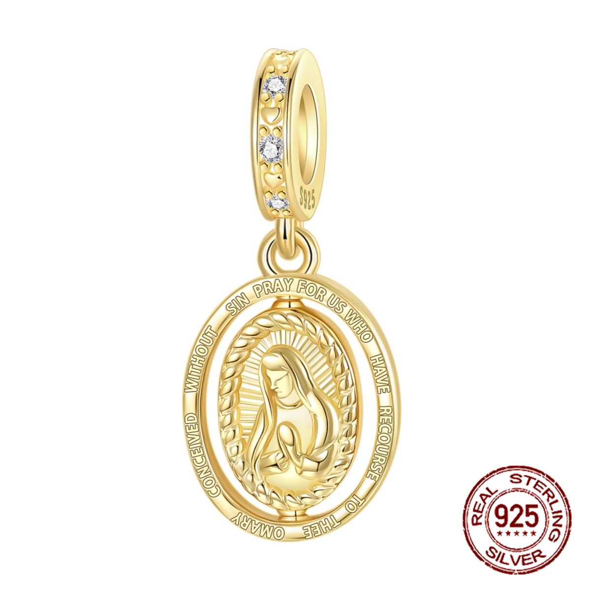 

copper Gold Plated Religious Nun Saint Pray Pendant Charm Compatible With Authentic Charm Bead Charms Bracelets Women Do It Yourself Jewellery Gift