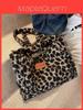 Leopard Print Tote Bag With Plush Material For Casual Streetwear Fashion