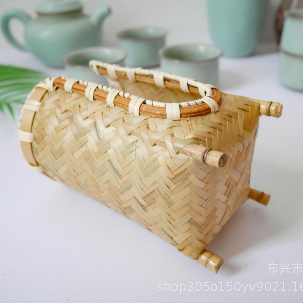 Retro Cup Holder Rack Handmade Paper Cup Dispenser Multipurpose Tea Cup Storage Basket  Countertop