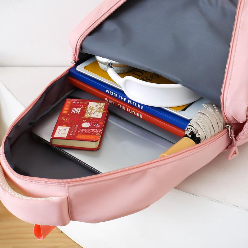 Primary School Student Schoolbag Cute Cartoon Backpack Simple Lightweight Backpack Large Capacity Primary and Secondary School Three Piece Set