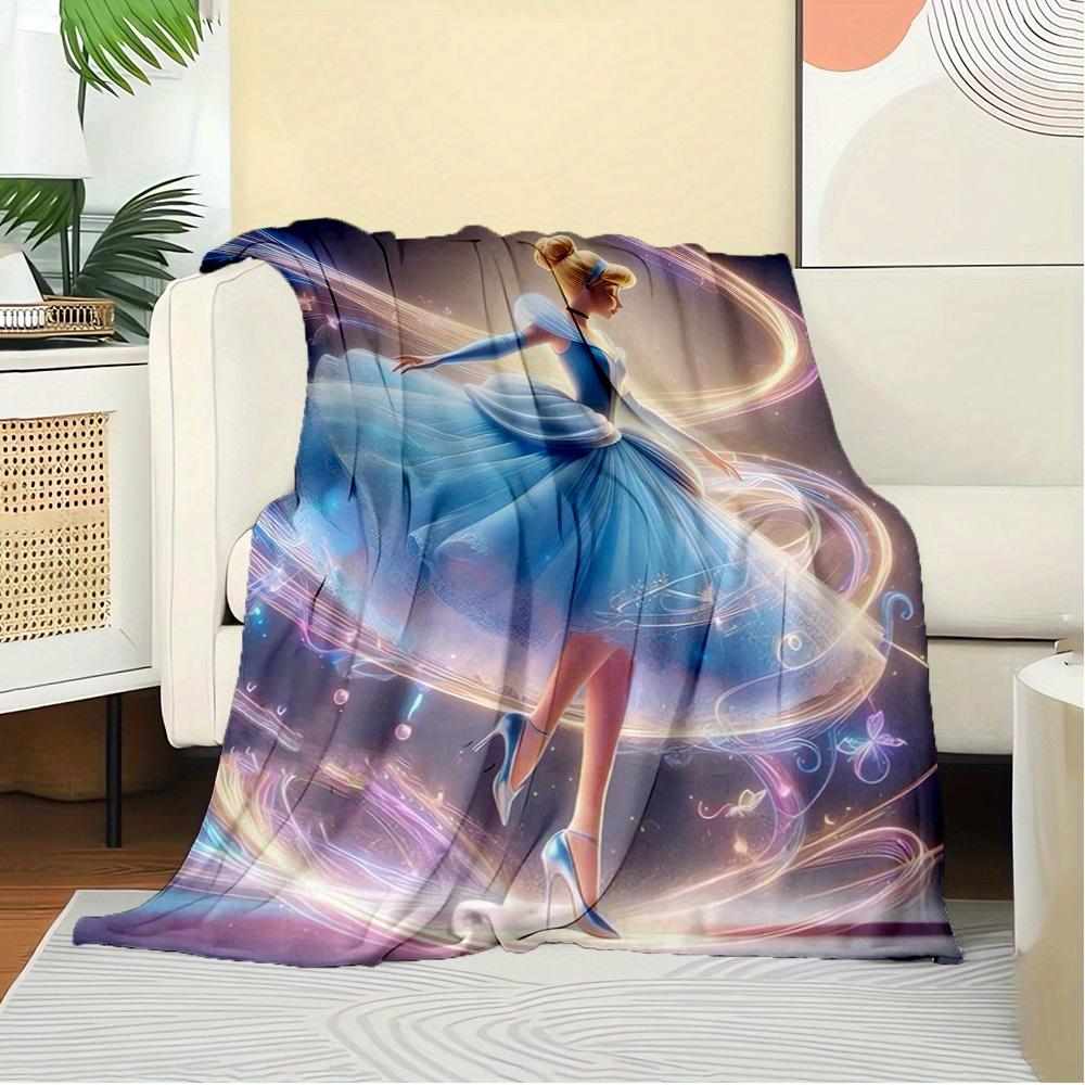 1pc Flannel Cinderella Blue Dress Style Bedding Throw Blanket Sofa Cover Gift Home Decor Lightweight Soft Warm Throw