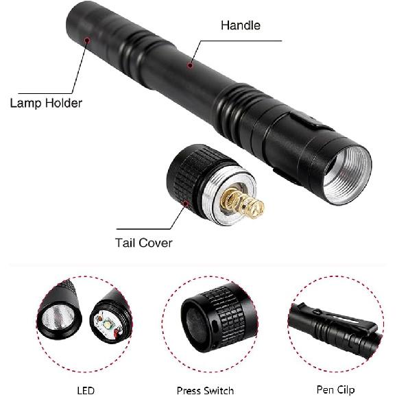 Red LED Pen Flashlights, Mini, Waterproof Pocket Flashlight with Clip, Small Red Light Flashlights for Work,Astronomy, Aviation, Night Observation (3