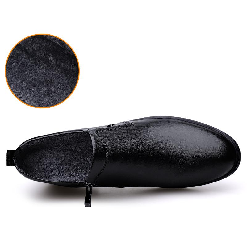 

Mens Boots Winter Short Plush Keep Warm Business Casual Leather Chelsea Boots Solid Cotton Male Boots Ankle Boots High Quality 44