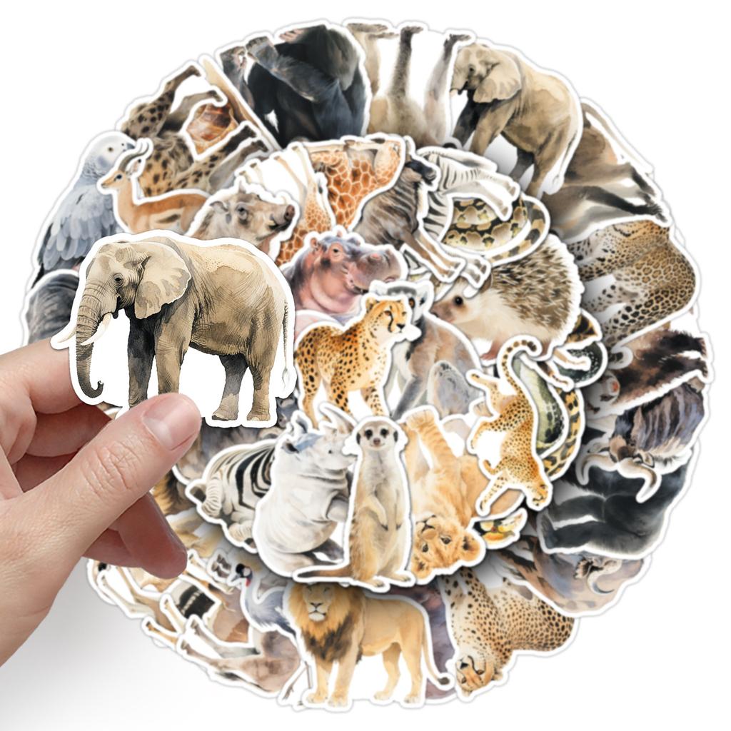 50 New African Animal Graffiti Stickers Personalized Cartoon Lion Decorative Mobile Phone Case Suitcase Stickers