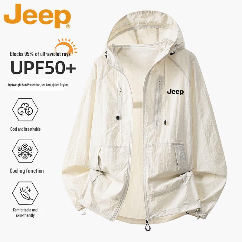 JEEP Men s UPF50+ Ice Silk Sun Protection Hooded Jacket S