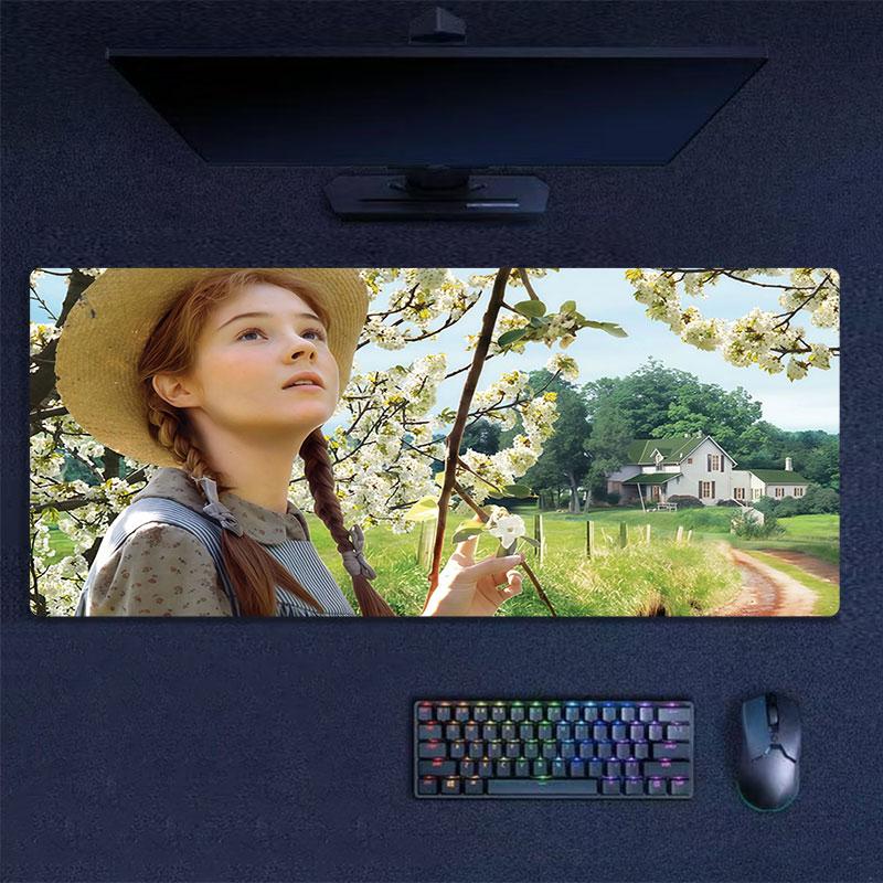 Anne of Green Gables Mouse Pad, Large Gaming Desk Mat, Non-slip XXL Mousepad for Laptop & Tablet, Mini PC Playmat with Stitched Edges